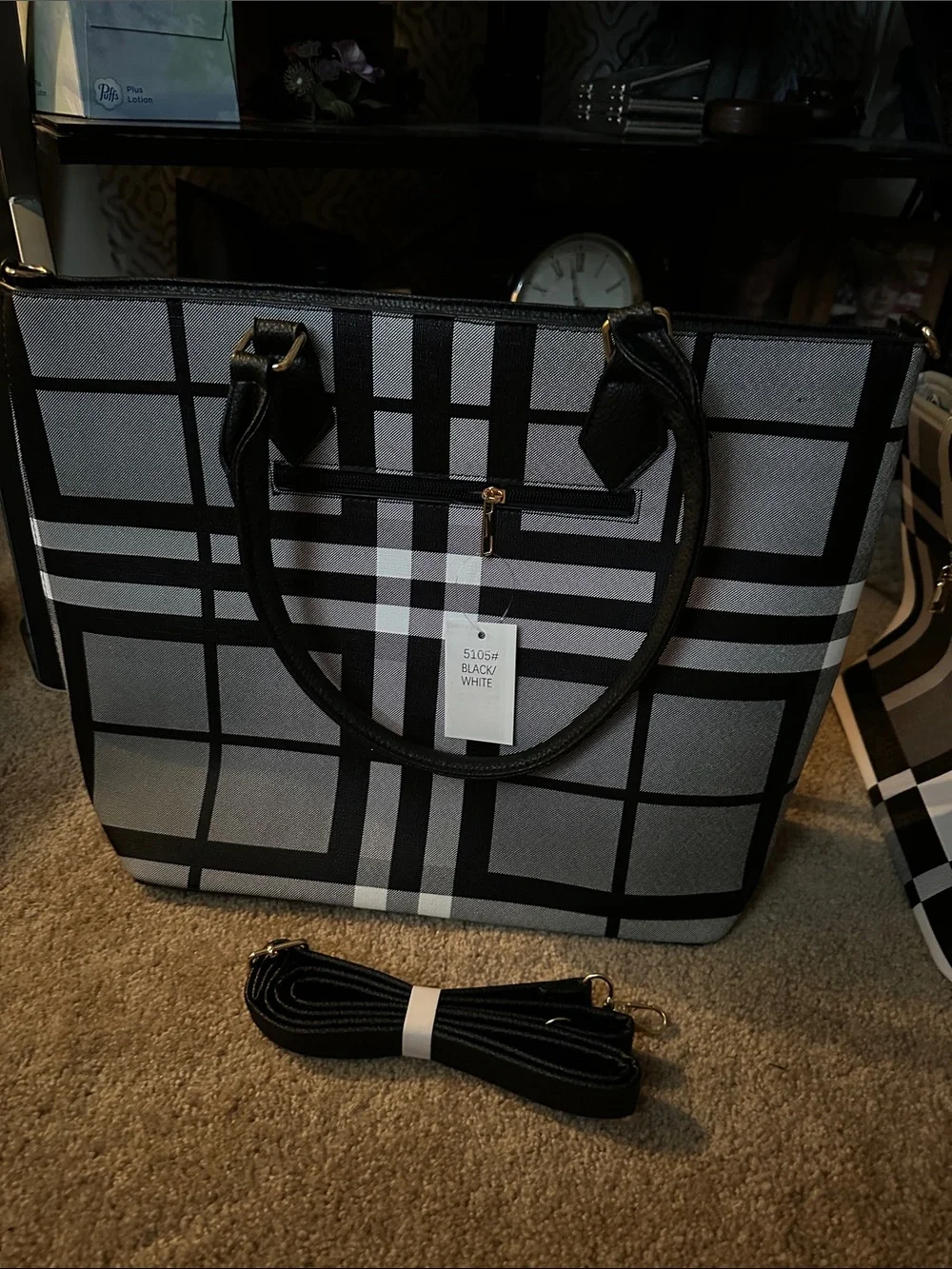 Large tote with cross body strap